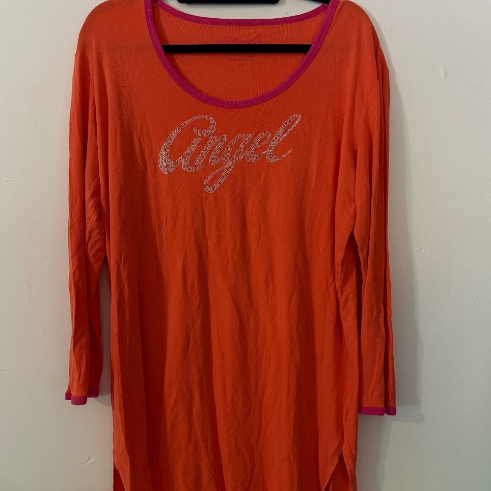 Vintage Victoria's Secret Long Sleeve Night Gown with Rhinestone Writing